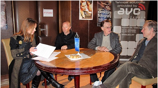 On photo: Preparing for the introduction lecture. From left to the right: interpreter, Marta Cerovecki, Mr. Paolo Cascio, Mr. Bill Butler and Mr. Oliver Stapleton